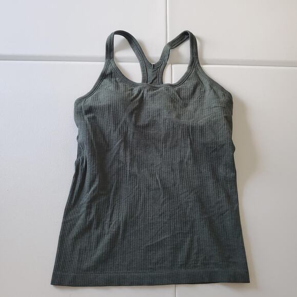 Lululemon Tank Top Womens 10 Ribbed Built In Bra Racerback Yoga Gym LW1AX1S - Picture 1 of 8